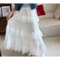 甜美高腰蛋糕蕾絲邊裙