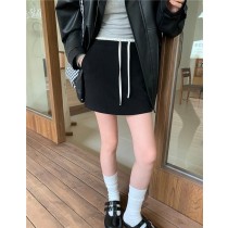 緞面拼接休閒棉短裙